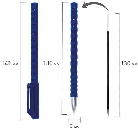 Ручка шариковая масляная BRAUBERG "Orient", СИНЯЯ, корпус синий, узел 0,7 мм, линия письма 0,35 мм, 142999