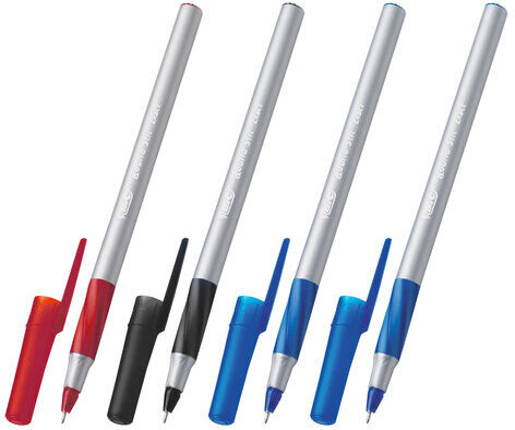 Ручки шариковые с грипом BIC "Round Stic Exact", НАБОР 4 шт./3 ЦВЕТА (синий, черный, красный), линия письма 0,28 мм, блистер, 932858