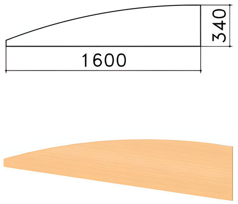 Экран-перегородка "Монолит", 1600х16х340 мм, БЕЗ ФУРНИТУРЫ (код 640237), бук бавария, ЭМ22.1