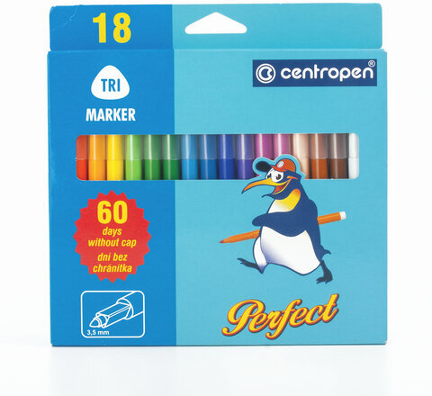 Фломастеры 18 ЦВЕТОВ CENTROPEN "Just Perfect", смываемые, устойчивы к высыханию, 2510/18KK, 7 2510 1885