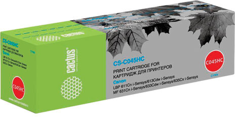 Картридж лазерный CACTUS (CS-045HC) для CANON MF635/633/631/LBP 611/613, голубой, ресурс 2200 стр., CS-C045HC