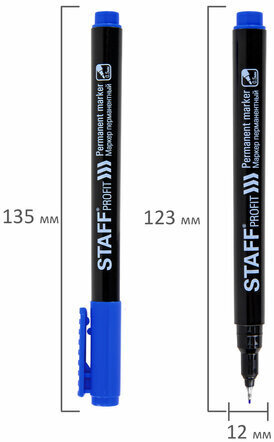 Маркер перманентный НАБОР 4 ЦВЕТА, STAFF "Profit PM-105", тонкий металлический наконечник 0,5 мм, 152173