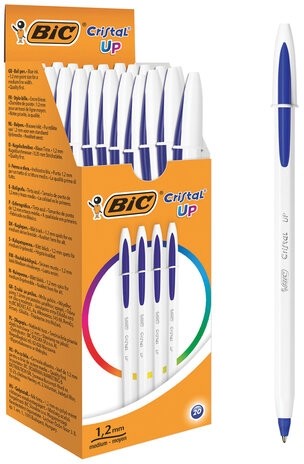 Ручка шариковая BIC "Cristal UP", СИНЯЯ, корпус белый, узел 1,2 мм, линия письма 0,35 мм, 949879
