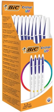 Ручка шариковая BIC "Cristal UP", СИНЯЯ, корпус белый, узел 1,2 мм, линия письма 0,35 мм, 949879