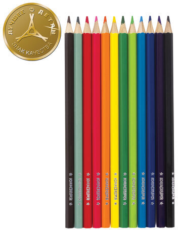 Карандаши цветные ЮНЛАНДИЯ "В ГОСТЯХ У БУКАШЕК", 12 цветов, классические заточенные, 181378