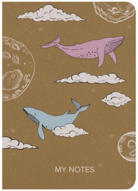 Тетрадь 60 л. в клетку обложка КРАФТ, бежевая бумага 70 г/м2, сшивка, В5 (179х250 мм), КИТЫ, BRAUBERG, 403809