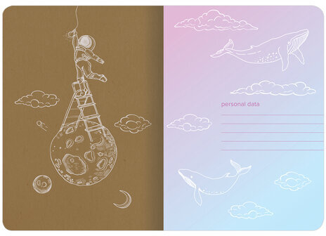 Тетрадь 60 л. в клетку обложка КРАФТ, бежевая бумага 70 г/м2, сшивка, В5 (179х250 мм), КИТЫ, BRAUBERG, 403809