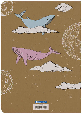 Тетрадь 60 л. в клетку обложка КРАФТ, бежевая бумага 70 г/м2, сшивка, В5 (179х250 мм), КИТЫ, BRAUBERG, 403809