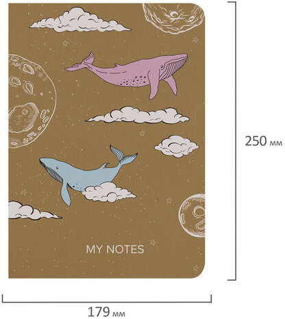 Тетрадь 60 л. в клетку обложка КРАФТ, бежевая бумага 70 г/м2, сшивка, В5 (179х250 мм), КИТЫ, BRAUBERG, 403809