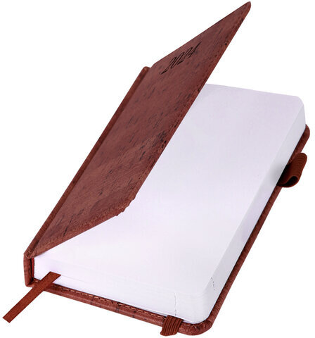 Ежедневник датированный 2024 МАЛЫЙ ФОРМАТ 100х150 мм А6, BRAUBERG "Wood", под кожу, коричневый, 114795