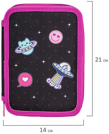 Пенал BRAUBERG, 3 отделения, полиэстер, 21х14 см, "Space sweets", 272332