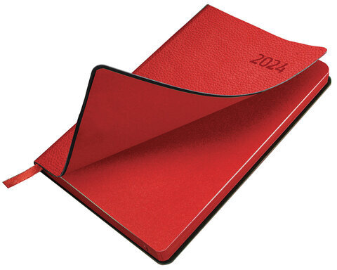 Ежедневник датированный 2024 А5 138x213 мм BRAUBERG "Stylish", под кожу, гибкий, красный, 114895