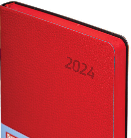 Ежедневник датированный 2024 А5 138x213 мм BRAUBERG "Stylish", под кожу, гибкий, красный, 114895
