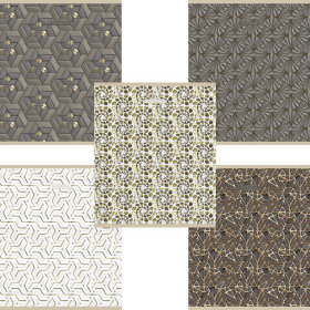 Тетрадь А5, 96 л., ПЗБМ, скоба, клетка, фольга, ламинация, выборочный лак, &quot;Золотые узоры&quot; (5 видов), 027965