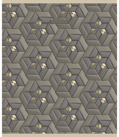 Тетрадь А5, 96 л., ПЗБМ, скоба, клетка, фольга, ламинация, выборочный лак, "Золотые узоры" (5 видов), 027965
