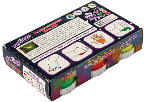 Краски пальчиковые флуоресцентные ЮНЛАНДИЯ "НЕОНЧИКИ", 6 цветов по 60 мл, в баночках, 191341