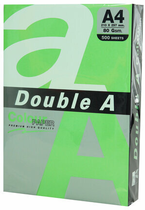 Бумага цветная DOUBLE A, А4, 80 г/м2, 500 л., интенсив, зелёная
