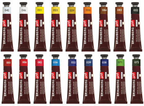 Краски масляные художественные BRAUBERG ART PREMIERE, 18 цв. по 22 мл, в тубах, 191459