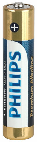 Батарейки алкалиновые "мизинчиковые" КОМПЛЕКТ 4 шт., PHILIPS Premium Alkaline, ААА (LR03, 15А), блистер, Б0062755
