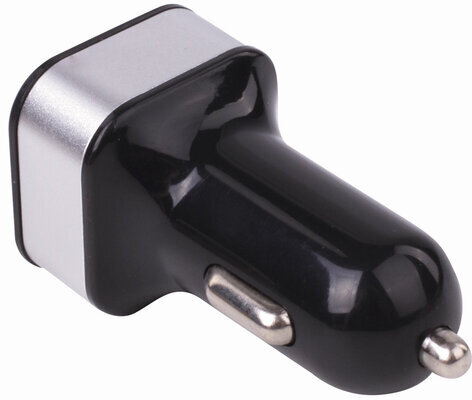 Зарядное устройство автомобильное SONNEN, 2 порта USB, выходной ток 2,1 А, черное-белое, 454796