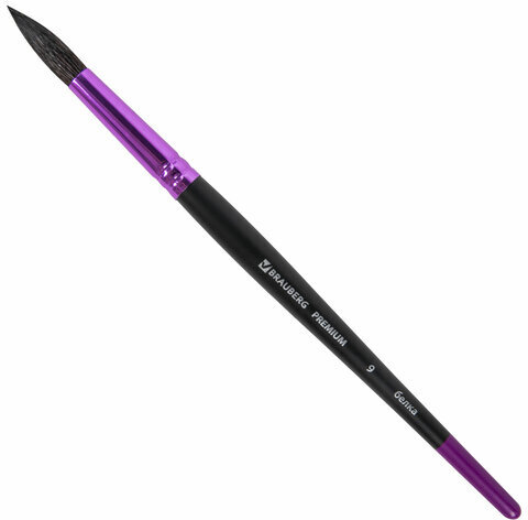 Кисть белка, круглая № 9, BRAUBERG PREMIUM, 200978