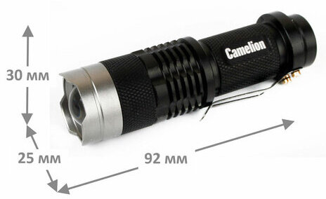 Фонарь CAMELION XP-E, ЯРКИЙ, ZOOM, 3 режима, питание 1хAA, LED5135