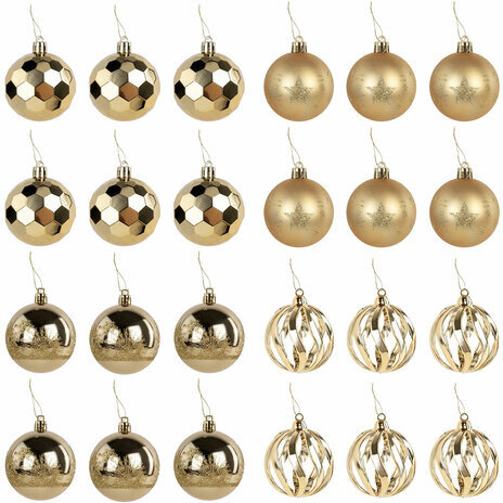 Шары ёлочные 24 шт., 6 см, "Fine Gold", пластик, золотистые, туба, ЗОЛОТАЯ СКАЗКА, 592170