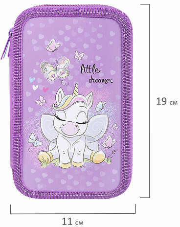 Пенал ПИФАГОР, 3 отделения, ламинированный картон, 19х11 см, "Sweet Dreamer", 271545