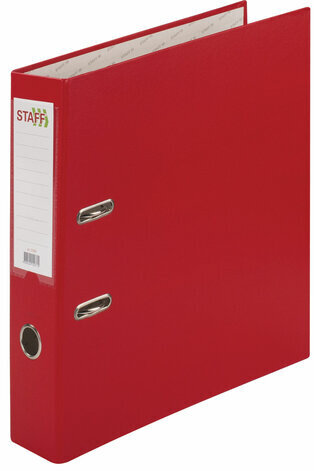 Папка-регистратор STAFF "Manager" с покрытием из ПВХ, 70 мм, без уголка, красная, 225980