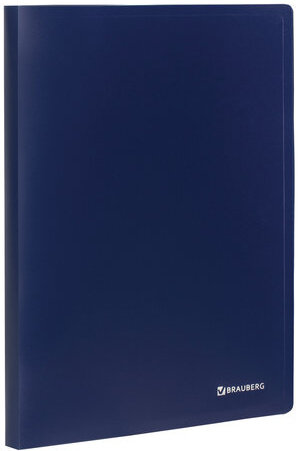 Папка на 2 кольцах BRAUBERG "Office", 25 мм, синяя, до 170 листов, 0,5 мм, 227494