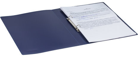 Папка на 2 кольцах BRAUBERG "Office", 25 мм, синяя, до 170 листов, 0,5 мм, 227494