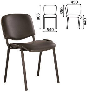 Стул для персонала и посетителей &quot;ISO&quot;, черный каркас, кожзам черный