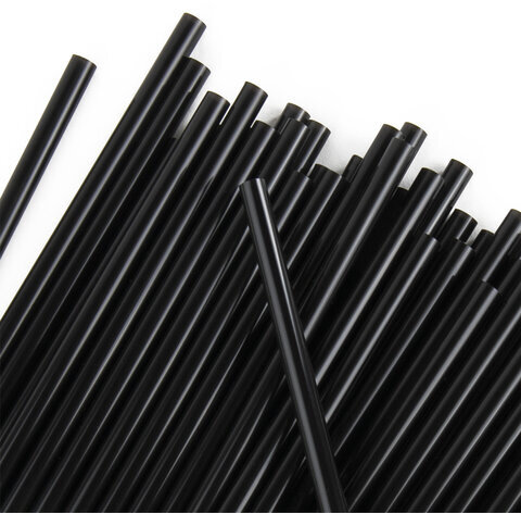 Трубочки для коктейлей прямые, пластиковые, 5 х 125 мм, черные, КОМПЛЕКТ 400 штук, LAIMA, 608353