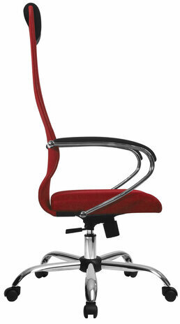 Кресло офисное МЕТТА "SU-B-8" хром, ткань-сетка, сиденье мягкое, красное