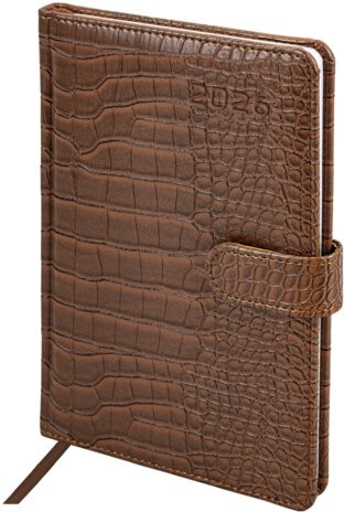 Еженедельник датированный 2026 А5 145х215 мм, BRAUBERG "Party", под кожу, коричневый, 117177