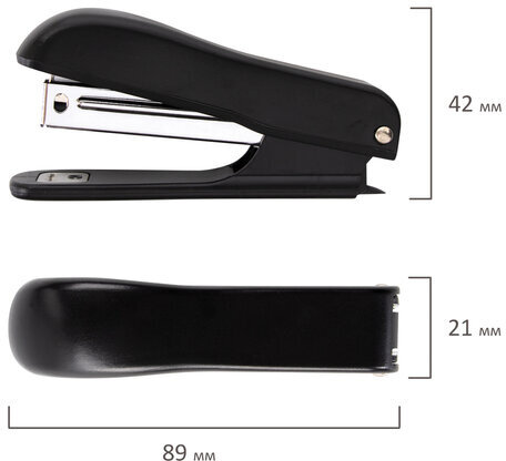 Степлер №10 STAFF "Basic", до 12 листов, с антистеплером, черный, 228737