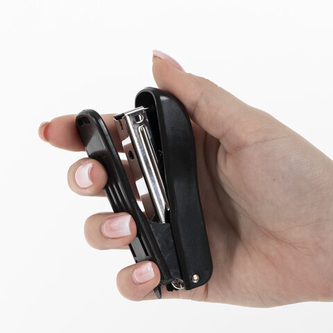 Степлер №10 STAFF "Basic", до 12 листов, с антистеплером, черный, 228737