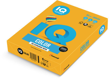 Бумага цветная IQ color, А4, 80 г/м2, 500 л., тренд, старое золото, AG10