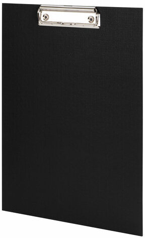 Доска-планшет STAFF "EVERYDAY" с прижимом А4 (225х316 мм), картон/бумвинил, РОССИЯ, черная, 229051