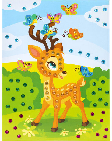 Набор для творчества "Аппликация из страз самоклеящаяся", "Оленёнок", 20х15 см, ЮНЛАНДИЯ, 662374