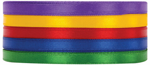 Лента атласная ширина 6 мм, ИНТЕНСИВ набор 5 цветов по 23 м, BRAUBERG, 591489