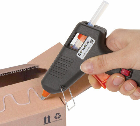 Клеевой пистолет 15 Вт для стержня 7 мм, с выключателем, BRAUBERG, в блистере, 671051