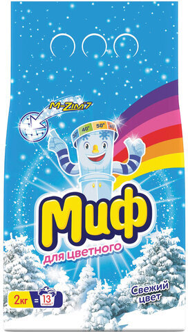 Стиральный порошок-автомат 2 кг, МИФ 3 в 1 "Свежий цвет"