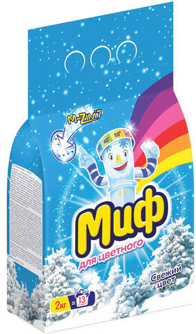Стиральный порошок-автомат 2 кг, МИФ 3 в 1 "Свежий цвет"