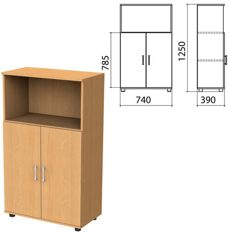 Шкаф полузакрытый "Монолит", 740х390х1250 мм, цвет бук бавария (КОМПЛЕКТ)