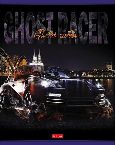 Тетрадь А5 48 л. HATBER скоба, клетка, выборочный лак, "Призрачный гонщик" (5 видов в спайке), 48Т5вмВ1