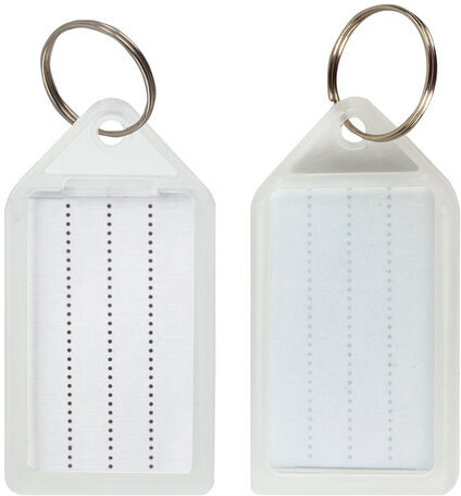 Бирки для ключей КОМПЛЕКТ 20 ШТ., длина 55 мм, инфо-окно 39х22 мм, ПРОЗРАЧНЫЕ, BRAUBERG, 237496, 95