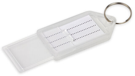 Бирки для ключей КОМПЛЕКТ 20 ШТ., длина 55 мм, инфо-окно 39х22 мм, ПРОЗРАЧНЫЕ, BRAUBERG, 237496, 95
