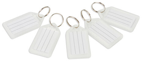 Бирки для ключей КОМПЛЕКТ 20 ШТ., длина 55 мм, инфо-окно 39х22 мм, ПРОЗРАЧНЫЕ, BRAUBERG, 237496, 95