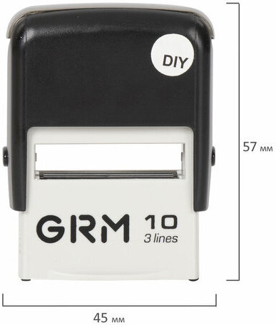 Штамп самонаборный (мини) 3-строчный, оттиск 26х12 мм, синий, GRM 10 DIY, КАССА В КОМПЛЕКТЕ, 116000000